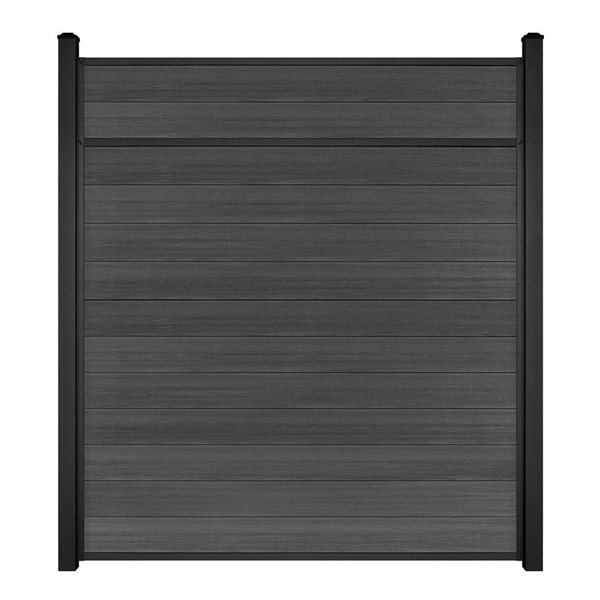 SLIPFENCE Horizontal Composite Panel Kit 7-ft H x 6-ft W with 2 Posts - Charcoal