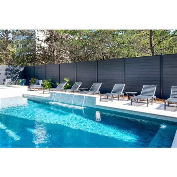 SLIPFENCE Horizontal Composite Panel Kit 7-ft H x 6-ft W with 2 Posts - Charcoal