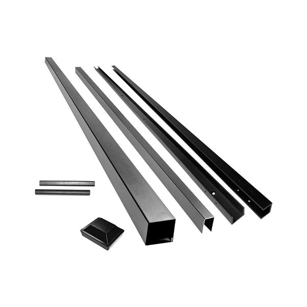 SLIPFENCE Spaced Fence Panel Kit 4-ft H x 6-ft W with Post 76-in Without Wood - Black