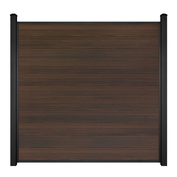 SLIPFENCE Horizontal Composite Panel Kit 6-ft H x 6-ft W with 2 Posts - Mahogany