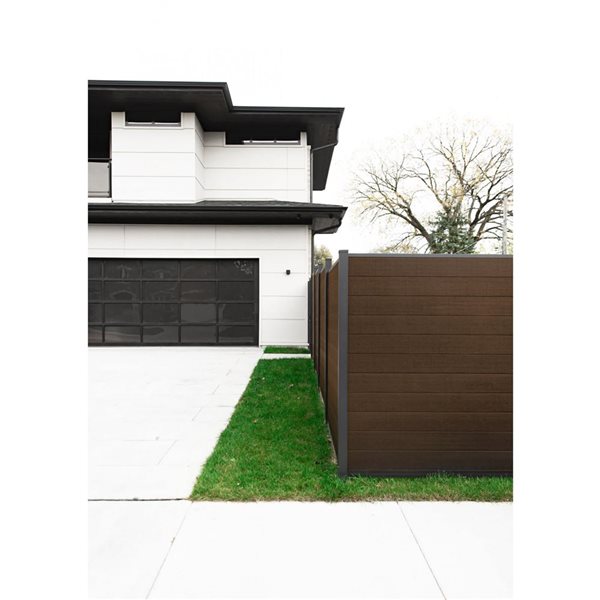SLIPFENCE Horizontal Composite Panel Kit 6-ft H x 6-ft W with 2 Posts - Mahogany