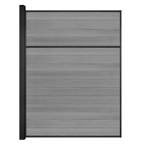 SLIPFENCE Horizontal Composite Panel Kit 8-ft H x 6-ft W with 1 Post - Ash