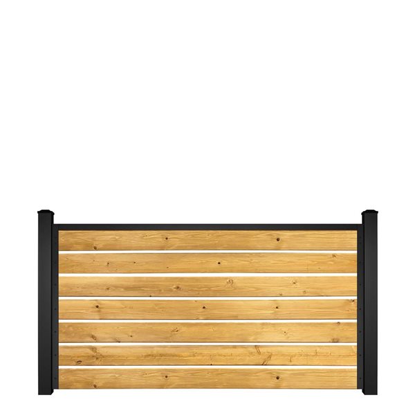 SLIPFENCE Spaced Fence Panel Kit 4-ft H x 6-ft W with 2x Posts 76-in Without Wood - Black