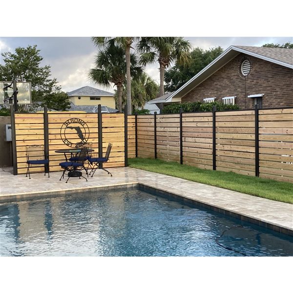 SLIPFENCE Spaced Fence Panel Kit 4-ft H x 6-ft W with 2x Posts 76-in Without Wood - Black