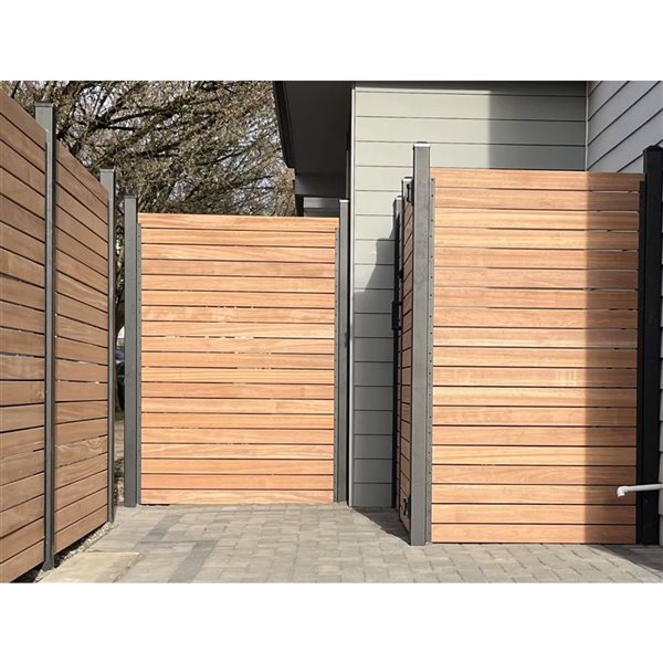 SLIPFENCE Spaced Fence Panel Kit 4-ft H x 6-ft W with 2x Posts 76-in Without Wood - Black