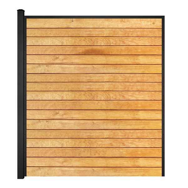 SLIPFENCE Fully Private Fence Panel Kit 8-ft H x 6-ft W with Post 148-in Without Wood - Black