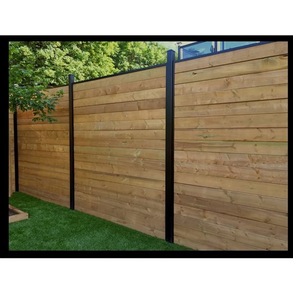 SLIPFENCE Fully Private Fence Panel Kit 8-ft H x 6-ft W with Post 148-in Without Wood - Black