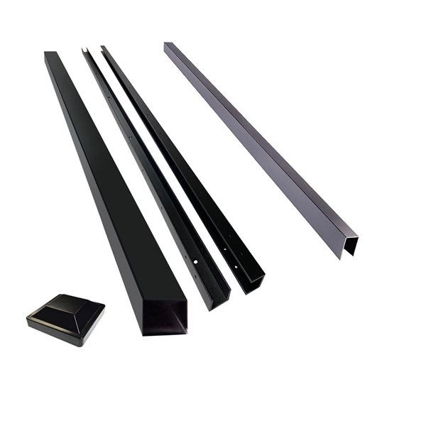 SLIPFENCE Fully Private Fence Panel Kit 8-ft H x 6-ft W with Post 148-in Without Wood - Black