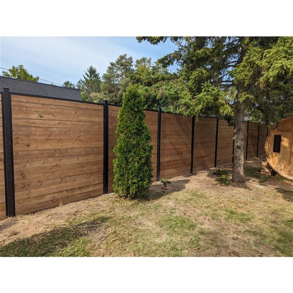 SLIPFENCE Fully Private Fence Panel Kit 8-ft H x 6-ft W with Post 148-in Without Wood - Black