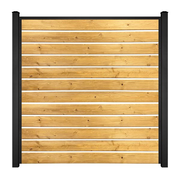 SLIPFENCE Spaced Fence Panel Kit 6-ft H x 6-ft W with 2 Posts 112-in Without Wood - Black