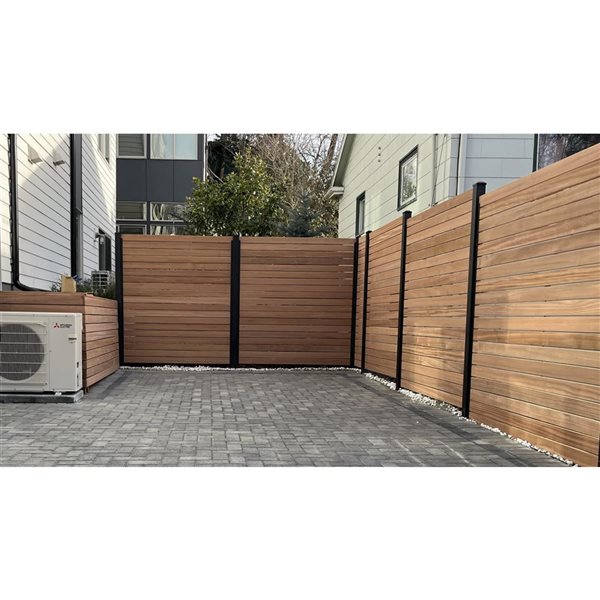 SLIPFENCE Spaced Fence Panel Kit 6-ft H x 6-ft W with 2 Posts 112-in Without Wood - Black