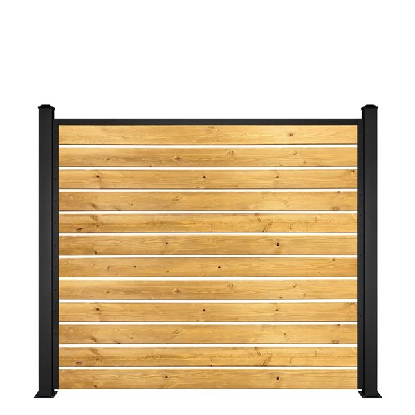 SLIPFENCE Spaced Fence Panel Kit 6-ft H x 6-ft W with 2 Plated Posts 76-in Without Wood - Black