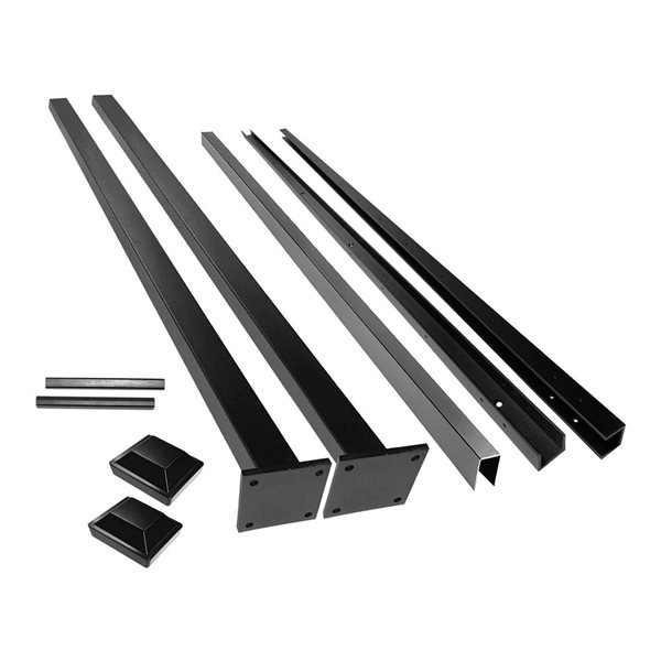 SLIPFENCE Spaced Fence Panel Kit 6-ft H x 6-ft W with 2 Plated Posts 76-in Without Wood - Black
