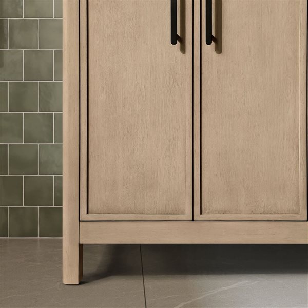 OVE Decors Solas Double Sink Freestanding Bathroom Vanity w/ White Engineered Stone Top 60-in - Sahara Birch