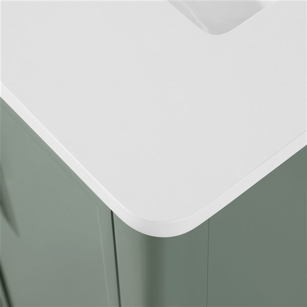 OVE Decors Solas Freestanding Bathroom Vanity w/ White Engineered Stone Top 36-in - Sage Green