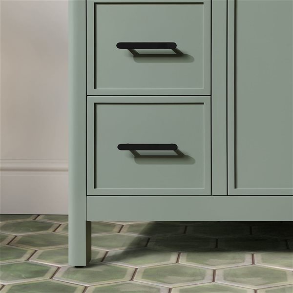 OVE Decors Solas Freestanding Bathroom Vanity w/ White Engineered Stone Top 36-in - Sage Green