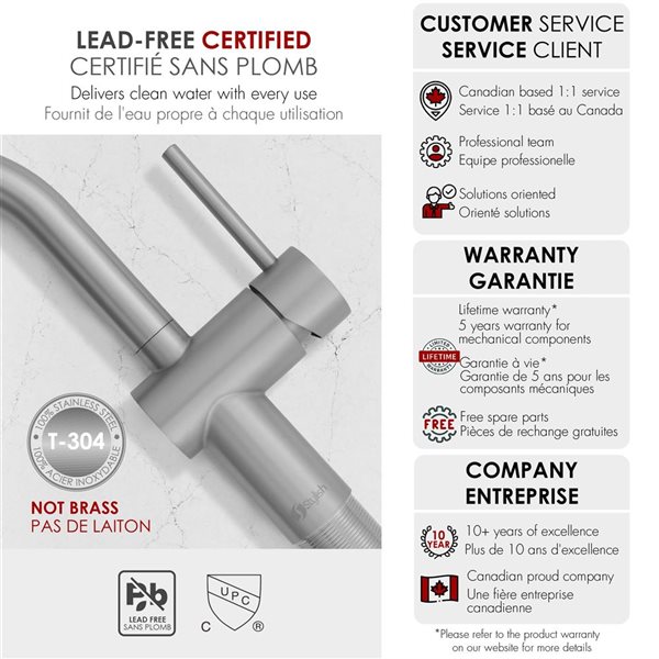 Stylish Single Handle Bathroom Faucet 10.1-in - Brushed Stainless Steel