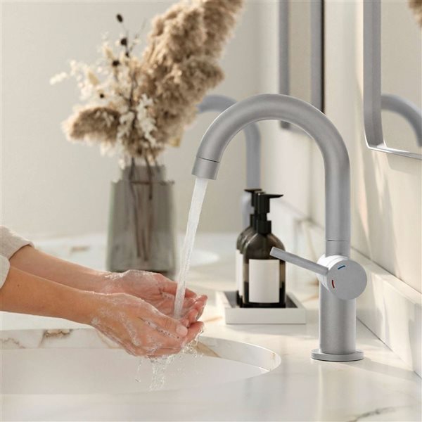 Stylish Single Handle Bathroom Faucet 10.1-in - Brushed Stainless Steel