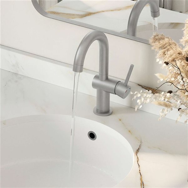 Stylish Single Handle Bathroom Faucet 10.1-in - Brushed Stainless Steel