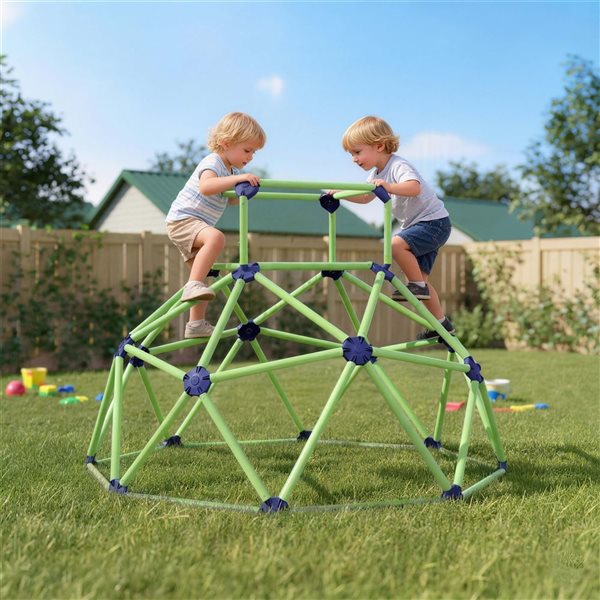Qaba 6-ft Green Indoor & Outdoor Geometric Dome Climber Jungle Gym for Kids