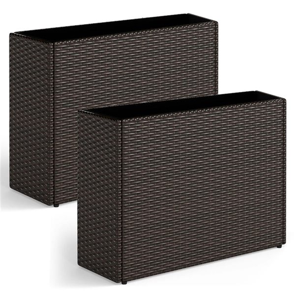 Costway 24-in Tall PE Rattan Planter Box with Removable Liner - 2-Pack