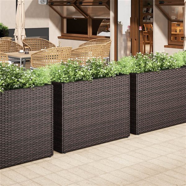 Costway 24-in Tall PE Rattan Planter Box with Removable Liner - 2-Pack