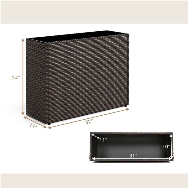 Costway 24-in Tall PE Rattan Planter Box with Removable Liner - 2-Pack
