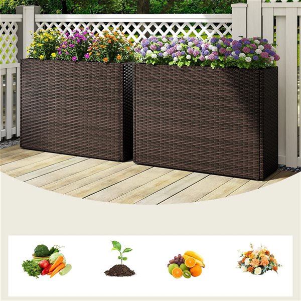 Costway 24-in Tall PE Rattan Planter Box with Removable Liner - 2-Pack