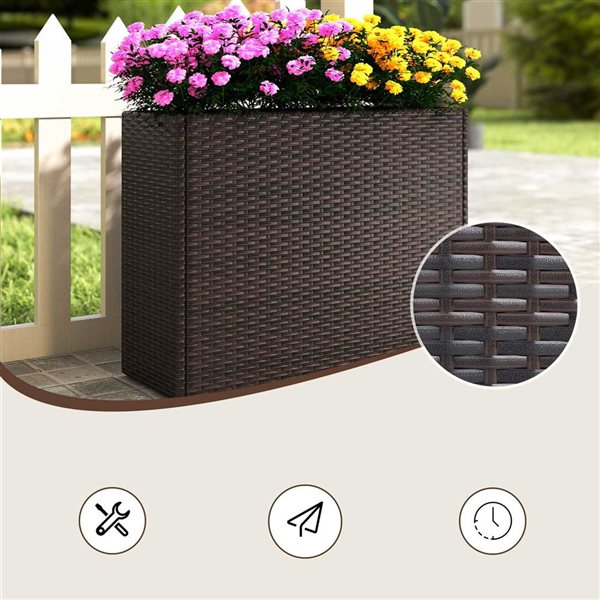 Costway 24-in Tall PE Rattan Planter Box with Removable Liner - 2-Pack