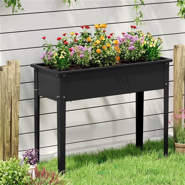 Costway Elevated Metal Raised Garden Bed with Legs and Drainage Holes
