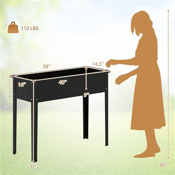Costway Elevated Metal Raised Garden Bed with Legs and Drainage Holes