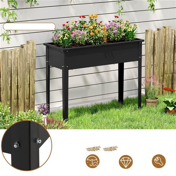 Costway Elevated Metal Raised Garden Bed with Legs and Drainage Holes