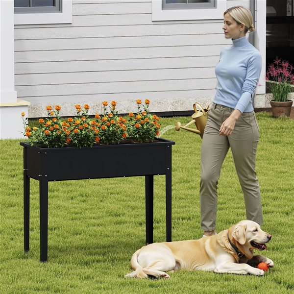 Costway Elevated Metal Raised Garden Bed with Legs and Drainage Holes