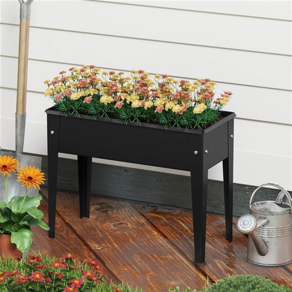 Costway Elevated Metal Raised Garden Bed with Legs and Drainage Holes