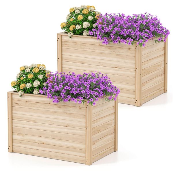 Costway Elevated Raised Garden Planter Box with Open Base for Deep-Rooted Plants - 2-Pack