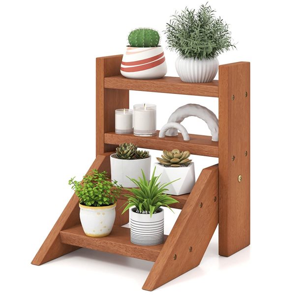 Costway 4-Tier Wooden Plant Stand for Succulents and Small Pots