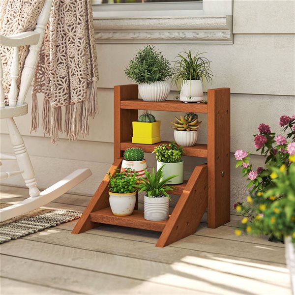 Costway 4-Tier Wooden Plant Stand for Succulents and Small Pots