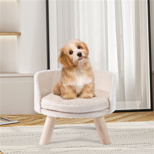 Costway Elevated Pet Sofa Couch with Removable Washable Cushion for Small Dogs & Cats - White