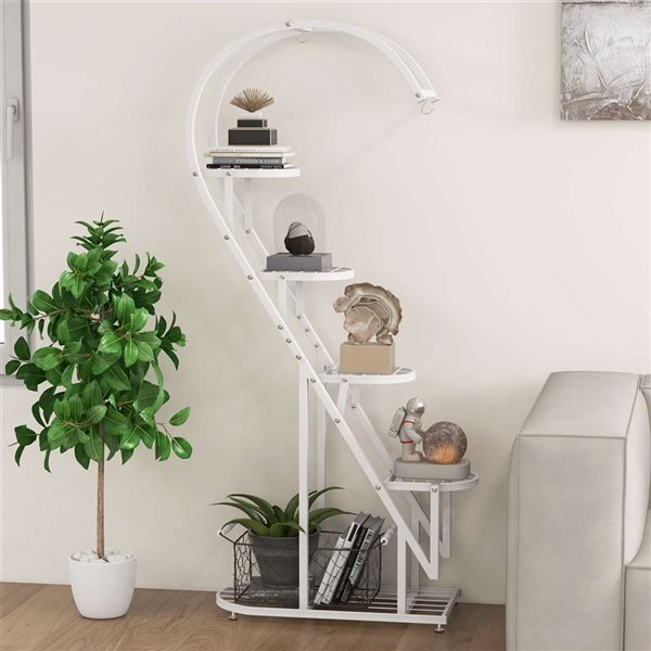 Costway 5-Tier Metal Heart-Shaped Plant Stand with Hanging Hook
