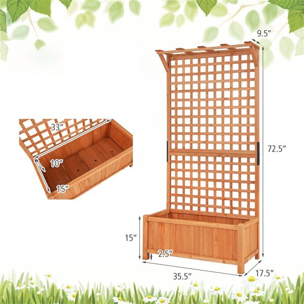 Costway Raised Garden Planter Box with Trellis for Climbing Plants