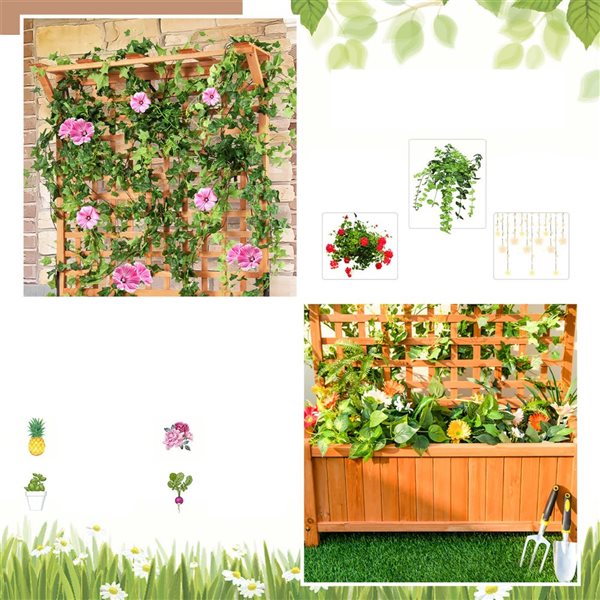 Costway Raised Garden Planter Box with Trellis for Climbing Plants