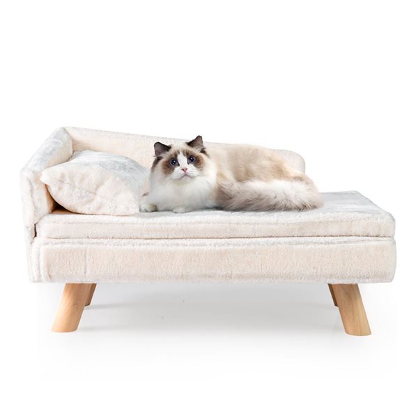 Costway Elevated Pet Sofa Bed with Removable Cushion and Pillow for Small & Medium Dogs and Cats - White