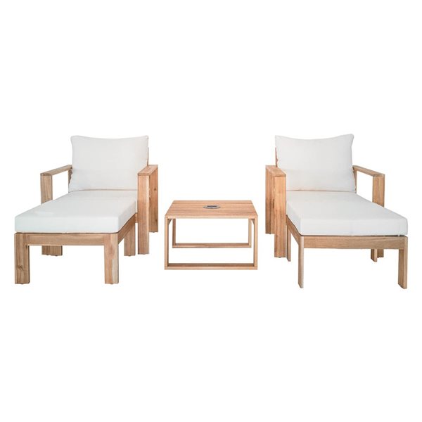 Deko Living Maya 5-Piece Wood Frame Patio Sofa Set with LED Solar Unit