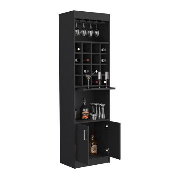 RTA Kava Bar Cabinet w/ Stemware Rack - Black