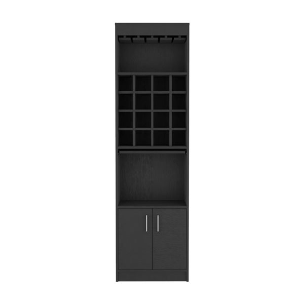 RTA Kava Bar Cabinet w/ Stemware Rack - Black