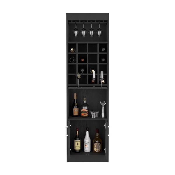 RTA Kava Bar Cabinet w/ Stemware Rack - Black