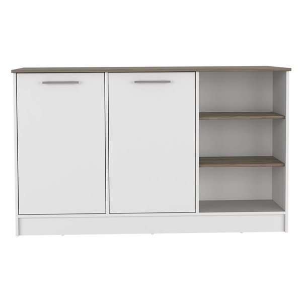 RTA Ginger Kitchen Island w/ Storage - White