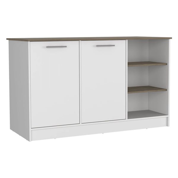 RTA Ginger Kitchen Island w/ Storage - White
