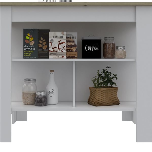 RTA Cala Kitchen Island w/ Storage - White