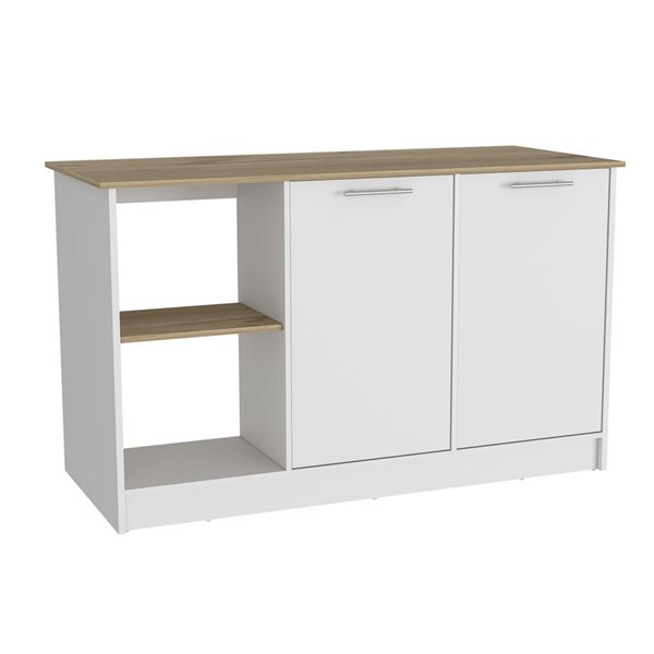 RTA Juniper Kitchen Island w/ Storage - White
